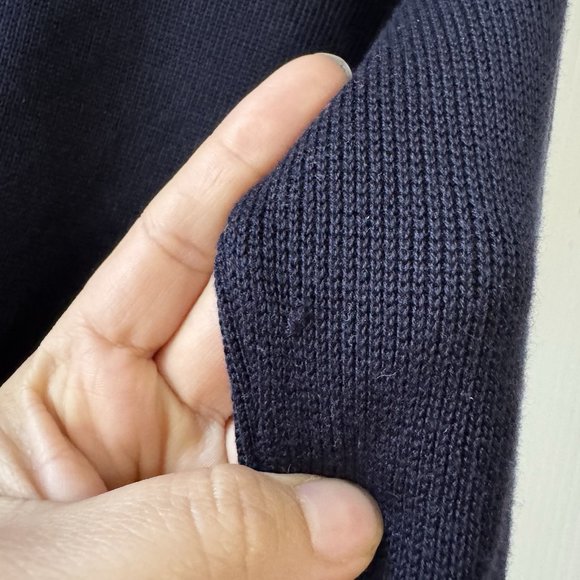 Talbots 100% Silk Open Front Cardigan Navy W/ivory Trim Women's Size P - Picture 13 of 16